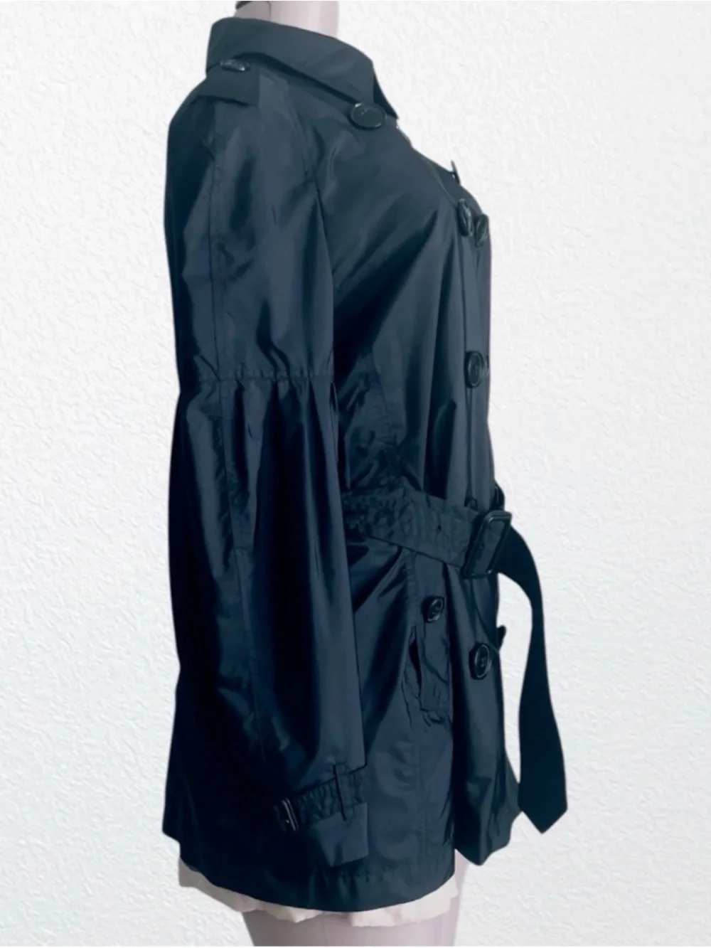 Burberry Classic Double Breasted Trench Raincoat Iconic Navy Polyamide SZ 4 - Picture 6 of 14